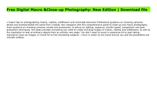 Free Digital Macro & Close-up Photography: New Edition | Download file