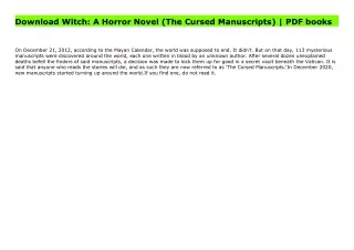 Download Witch: A Horror Novel (The Cursed Manuscripts) | PDF books