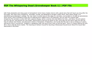 PDF The Whispering Dead (Gravekeeper Book 1) | PDF File