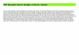 PDF Beneath Devil's Bridge: A Novel | Ebook