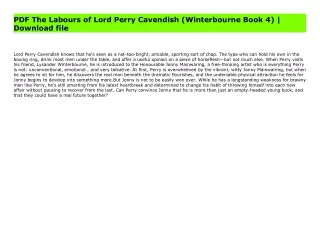 PDF The Labours of Lord Perry Cavendish (Winterbourne Book 4) | Download file