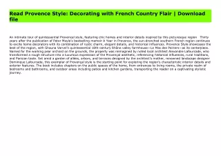 Read Provence Style: Decorating with French Country Flair | Download file