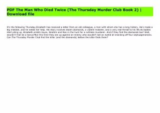 PDF The Man Who Died Twice (The Thursday Murder Club Book 2) | Download file