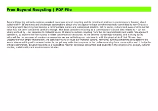 Free Beyond Recycling | PDF File
