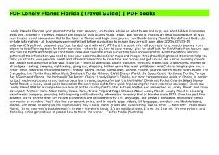 PDF Lonely Planet Florida (Travel Guide) | PDF books