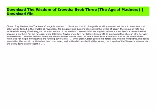 Download The Wisdom of Crowds: Book Three (The Age of Madness) | Download file