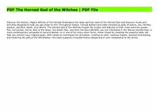 PDF The Horned God of the Witches | PDF File