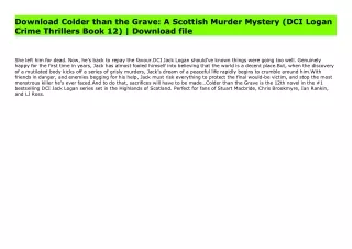 Download Colder than the Grave: A Scottish Murder Mystery (DCI Logan Crime Thrillers Book 12) | Download file