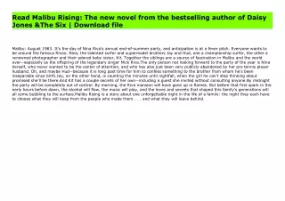 PDF Malibu Rising: The new novel from the bestselling author of Daisy Jones & The Six | Download file