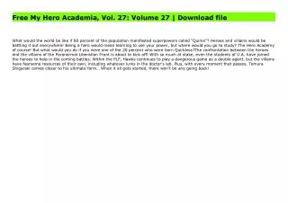 Free My Hero Academia, Vol. 27: Volume 27 | Download file