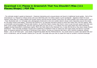 Download 111 Places in Greenwich That You Shouldn't Miss (111 Places/Shops) | PDF File