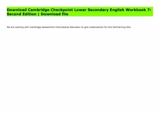 Download Cambridge Checkpoint Lower Secondary English Workbook 7: Second Edition | Download file