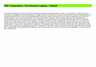 PDF Carpenters: The Musical Legacy | Ebook