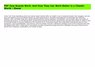 PDF How Boards Work: And How They Can Work Better in a Chaotic World | Ebook