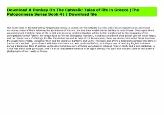 Download A Donkey On The Catwalk: Tales of life in Greece (The Peloponnese Series Book 4) | Download file
