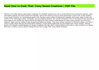 Read How to Cook That: Crazy Sweet Creations | PDF File