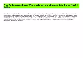 Download An Innocent Baby: Why would anyone abandon little Darcy-May? | Ebook
