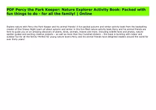 PDF Percy the Park Keeper: Nature Explorer Activity Book: Packed with fun things to do - for all the family! | Online