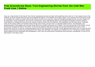 Free Groundcrew Boys: True Engineering Stories from the Cold War Front Line | Online