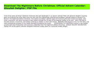 Download The Nightmare Before Christmas: Official Advent Calendar: Ghoulish Delights | PDF File