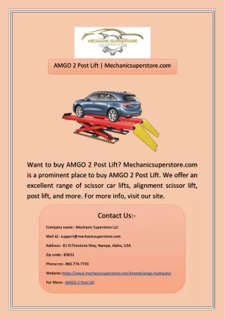 amgo 2 post lift mechanicsuperstore com