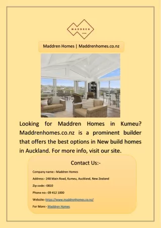 Maddren Homes | Maddrenhomes.co.nz
