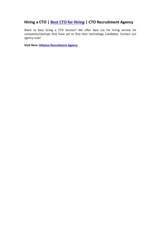 hiring a cto best cto for hiring cto recruitment