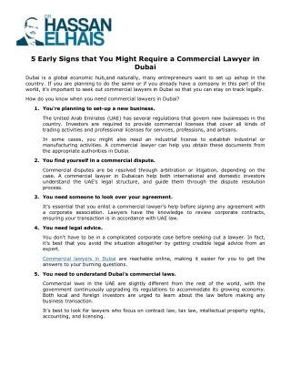 5 Early Signs that You Might Require a Commercial Lawyer in Dubai