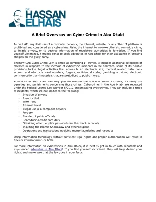 A Brief Overview on Cyber Crime in Abu Dhabi