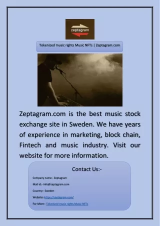 Tokenized music rights Music NFTs | Zeptagram.com
