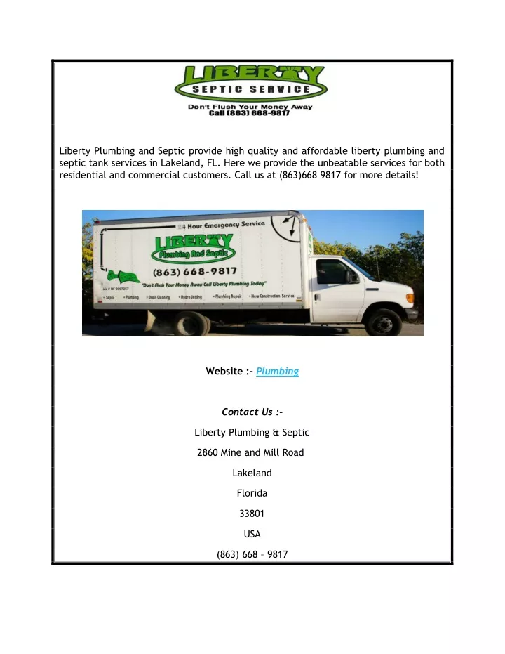 liberty plumbing and septic provide high quality