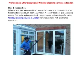 Professionals Offer Exceptional Window Cleaning Services in London