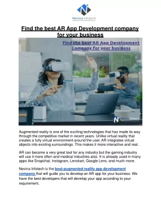 find the best ar app development company for your