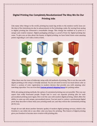 digital printing has completely revolutionized