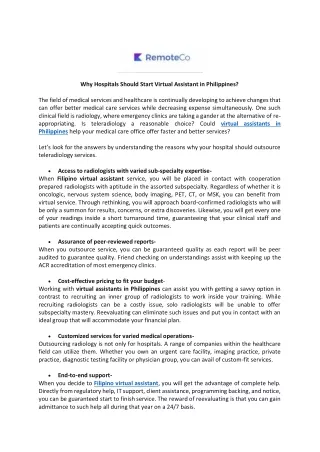 why hospitals should start virtual assistant