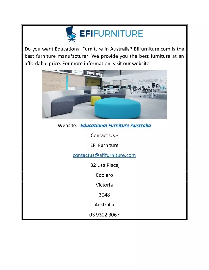do you want educational furniture in australia