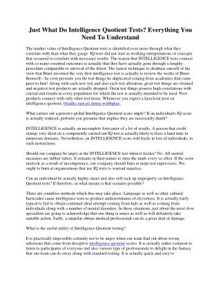 just what do intelligence quotient tests
