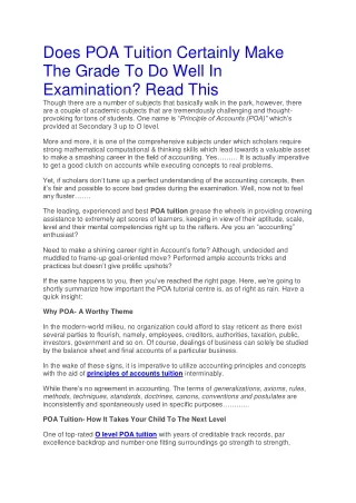 does poa tuition certainly make the grade