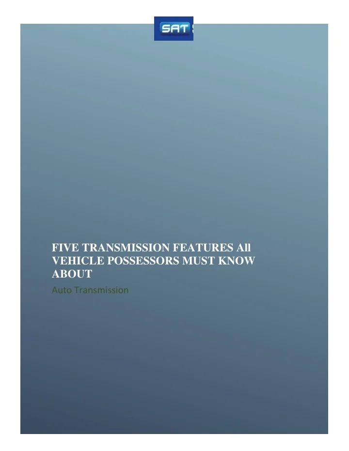 PPT Auto Transmission Repair Summer Auto Transmission PowerPoint