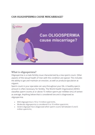 CAN OLIGOSPERMIA CAUSE MISCARRIAGE