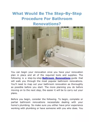 what would be the step by step procedure