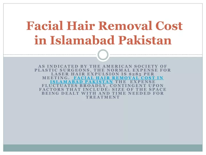facial hair removal cost in islamabad pakistan