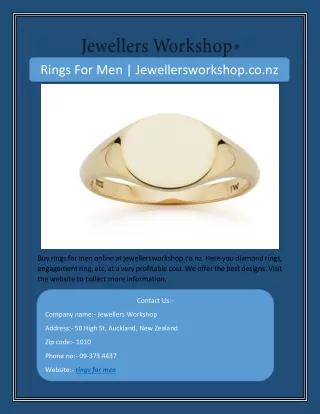 Rings For Men | Jewellersworkshop.co.nz