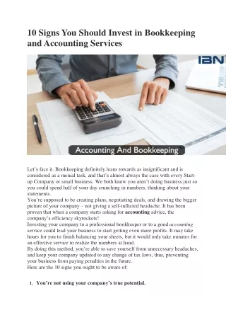 10 Signs You Should Invest in Bookkeeping and Accounting Services