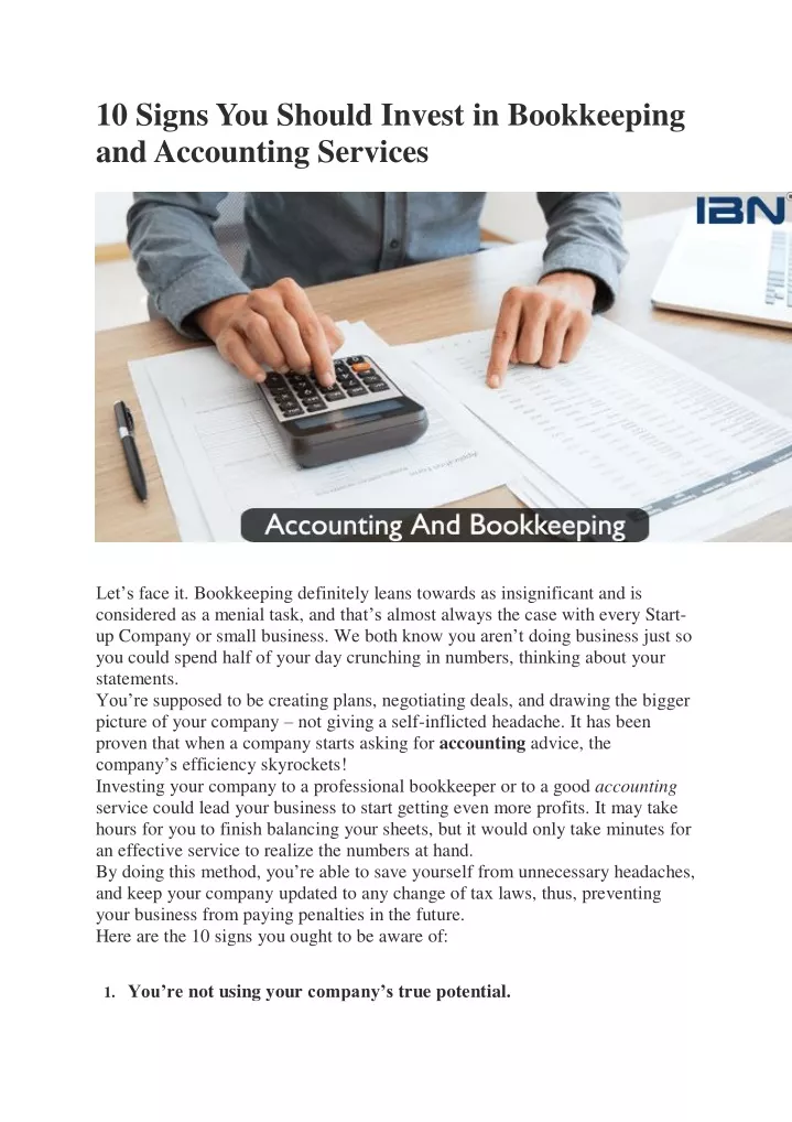 10 signs you should invest in bookkeeping