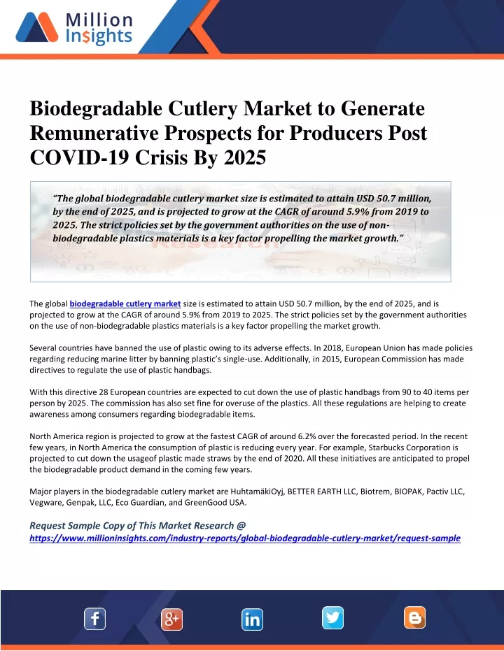 biodegradable cutlery market to generate
