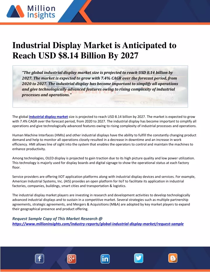 industrial display market is anticipated to reach