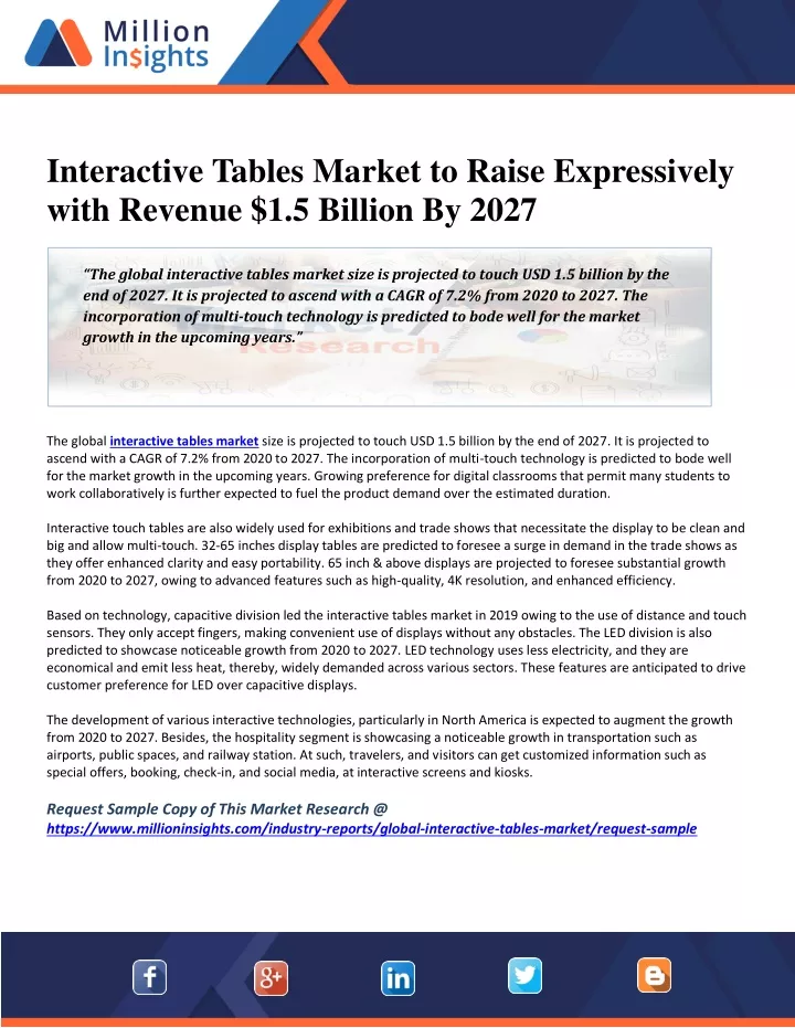 interactive tables market to raise expressively