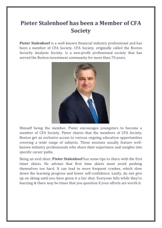 pieter stalenhoef has been a member of cfa society