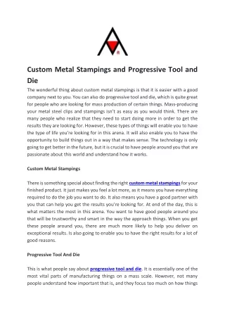 custom metal stampings and progressive tool